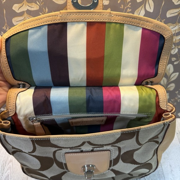 Coach Willis Brown Signature Canvas Tan Leather 70th Anniversary Crossbody Bag - Picture 14 of 16